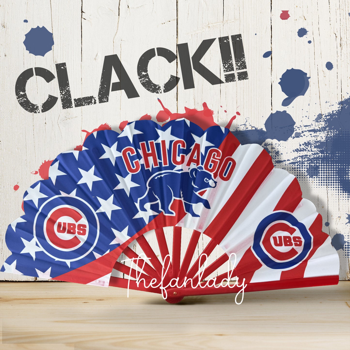 Chicago Cubs Handheld Folding Fan, Chicago Baseball Team Fan