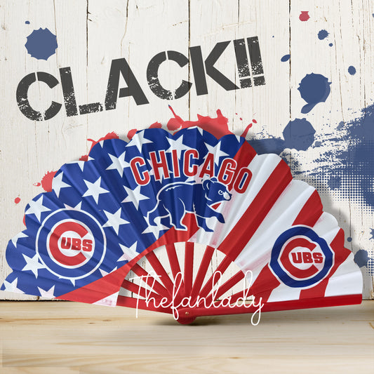 Chicago Cubs Handheld Folding Fan, Chicago Baseball Team Fan