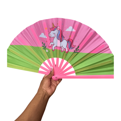 Unicorn Clack Fan: Pink & Green Kids Party Favor