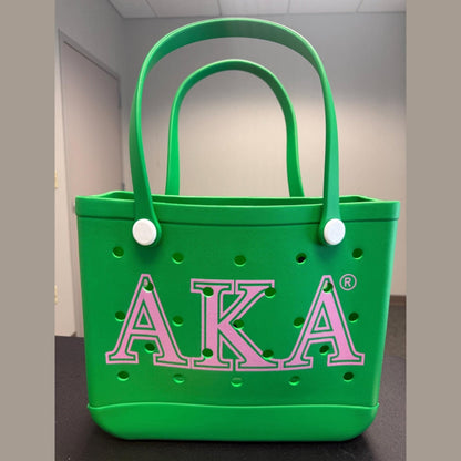 AKA EVA Tote Bogg Bag : Green & Pink Sorority Bag