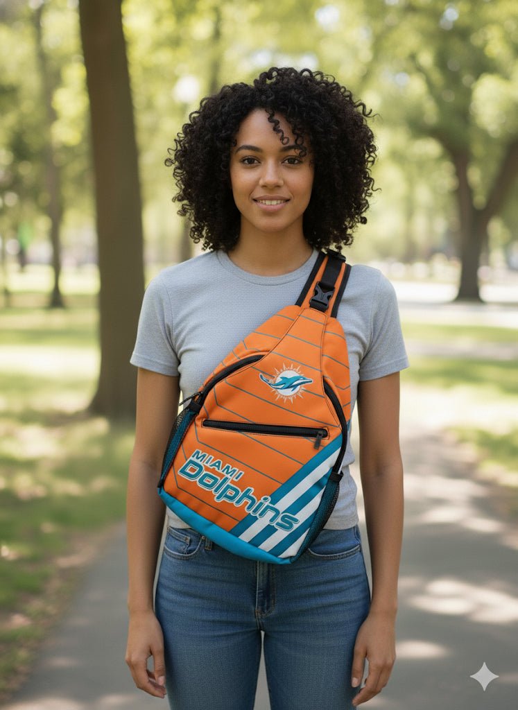 Miami Dolphins Crossbody Sling Bag - Orange NFL Shoulder Bag