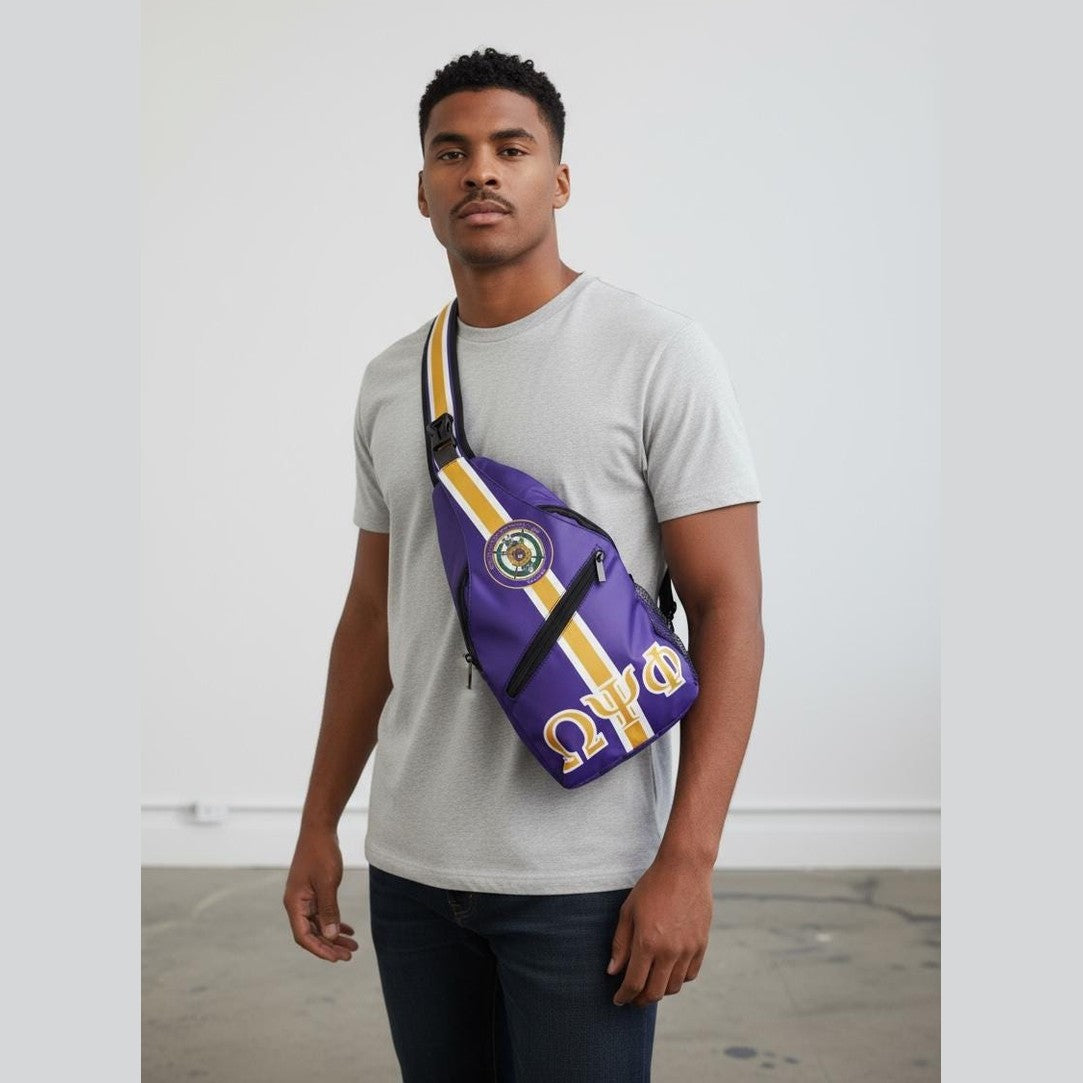 Omega Psi Phi Sling Bag: Greek Crossbody Backpack