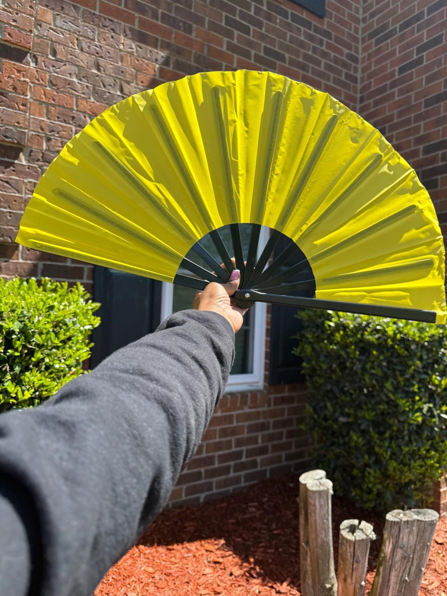 Bright Yellow Clack Fan: Line Dancing Folding Hand Fan