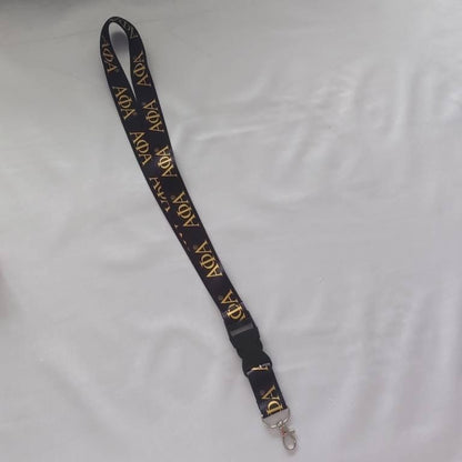 Alpha Phi Alpha Fraternity Lanyard: Black & Gold Greek Letters