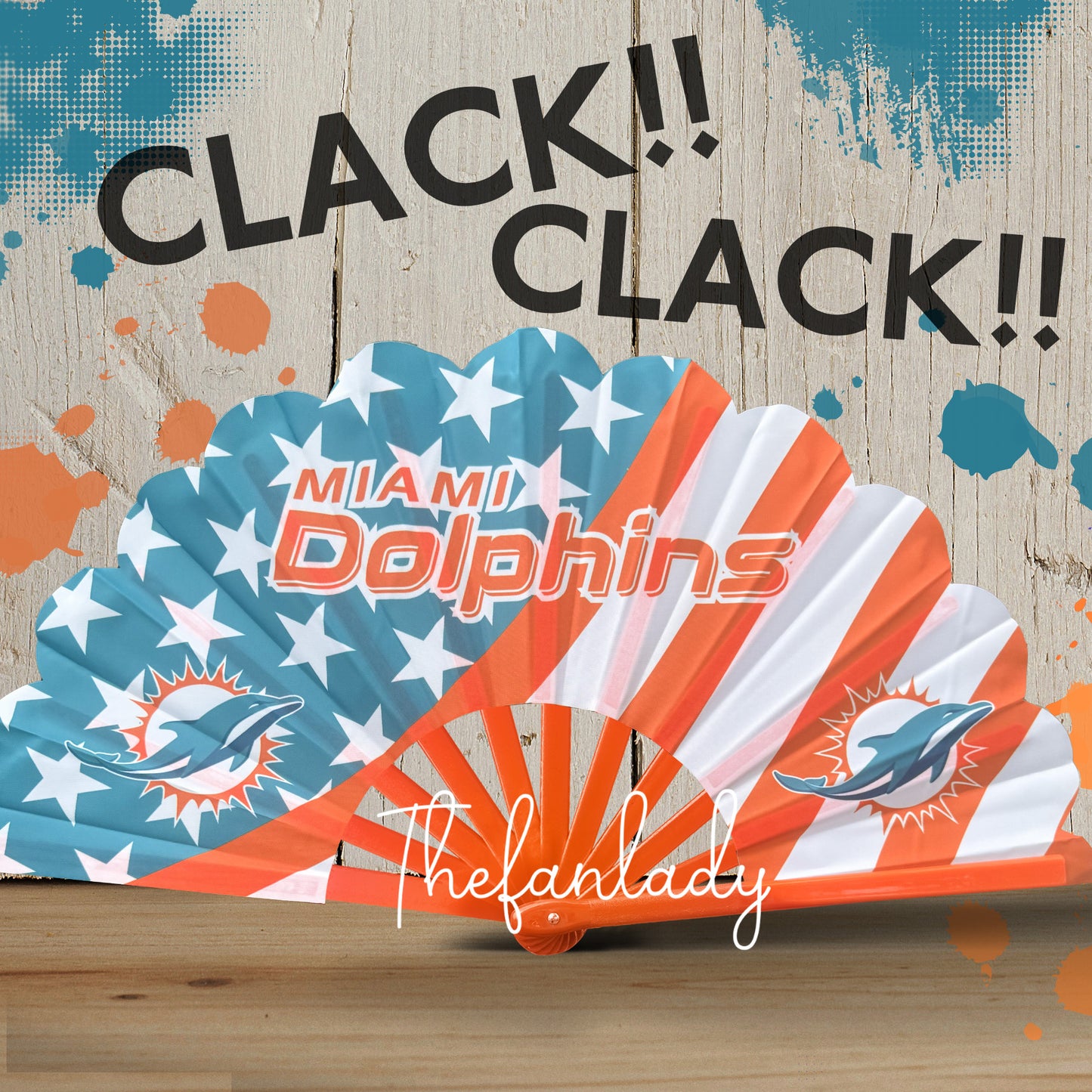 Miami Dolphins Handheld Folding Fan, Football Game Day