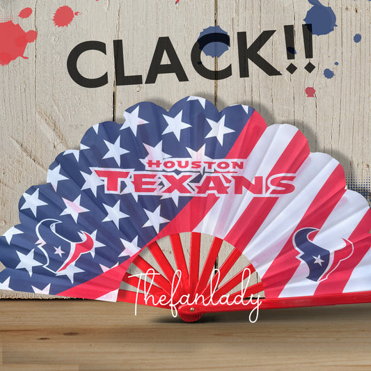 Houston Texans Folding Hand Fan, NFL Game Day Fan, Texans Red White Blue Fan Gear