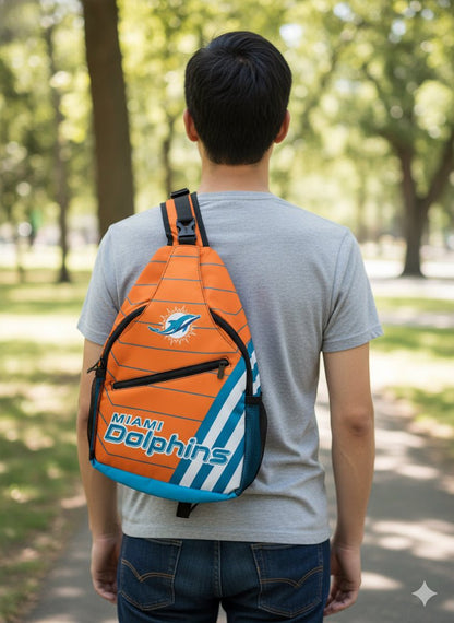 Miami Dolphins Crossbody Sling Bag - Orange NFL Shoulder Bag