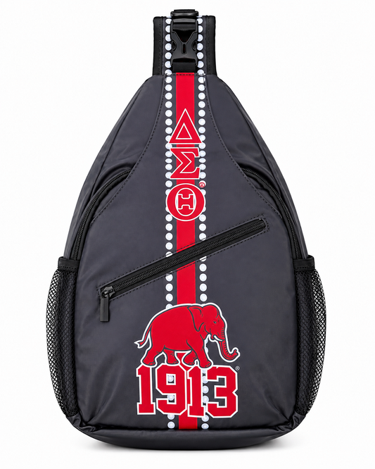 Delta Sigma Theta Crossbody Backpack: Elephant Design Greek Sorority Travel Bag