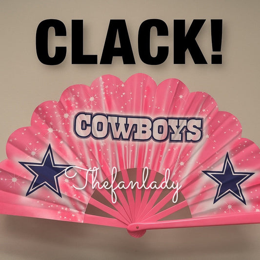 Dallas Cowboys Pink Sparkle Hand Fan - CLACK! Edition