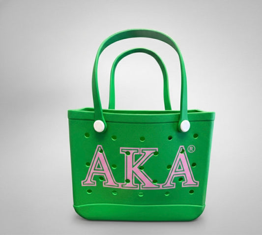 AKA EVA Tote Bag : Green & Pink Sorority Bag
