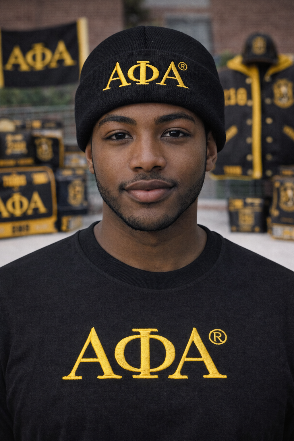 Alpha Phi Alpha Embroidered Black Knit Beanie