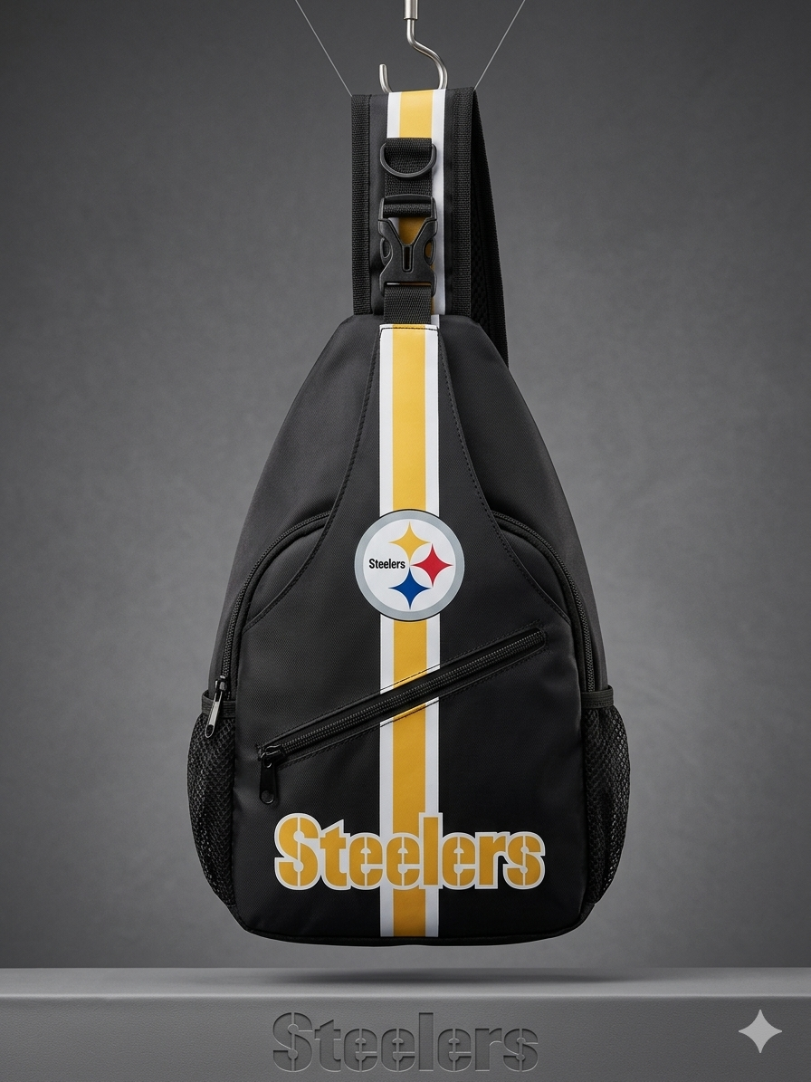 Pittsburgh Steelers Crossbody Sling Bag - Black NFL Shoulder Bag