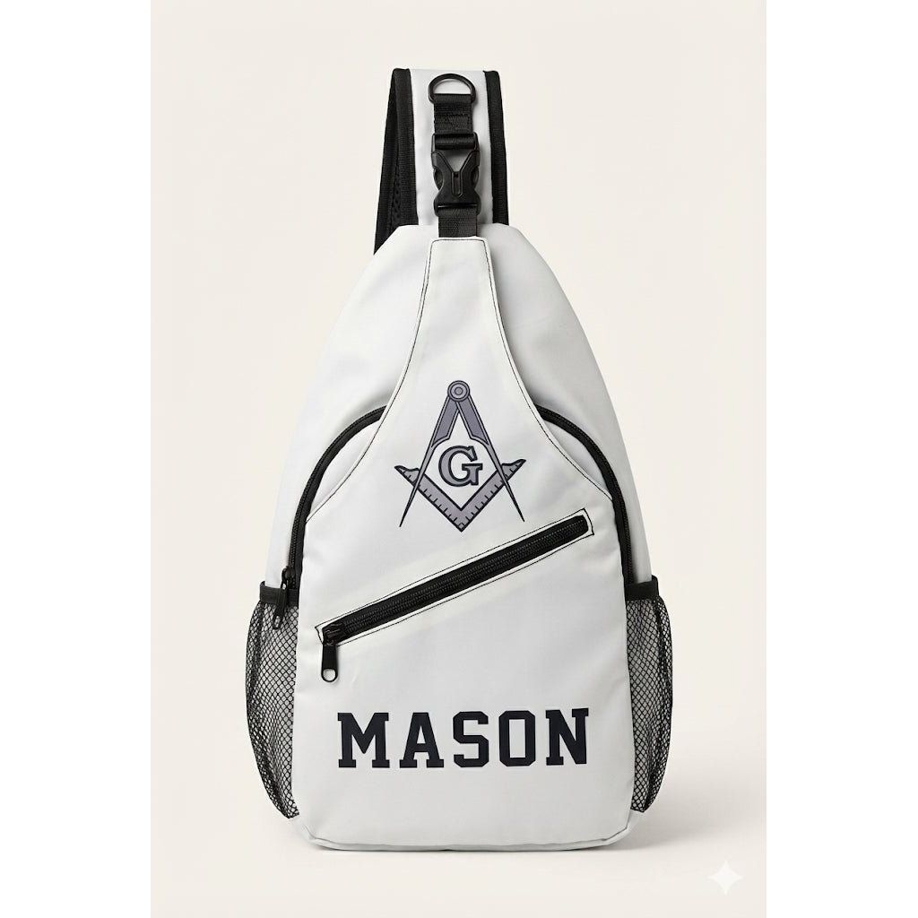 Masonic Crossbody Sling Bag - White Freemason Shoulder Bag