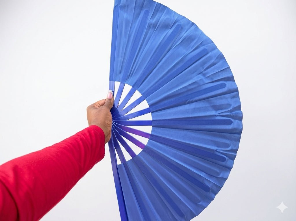 Blue Clack Hand Fan: Line Dancing Festival Folding Fan