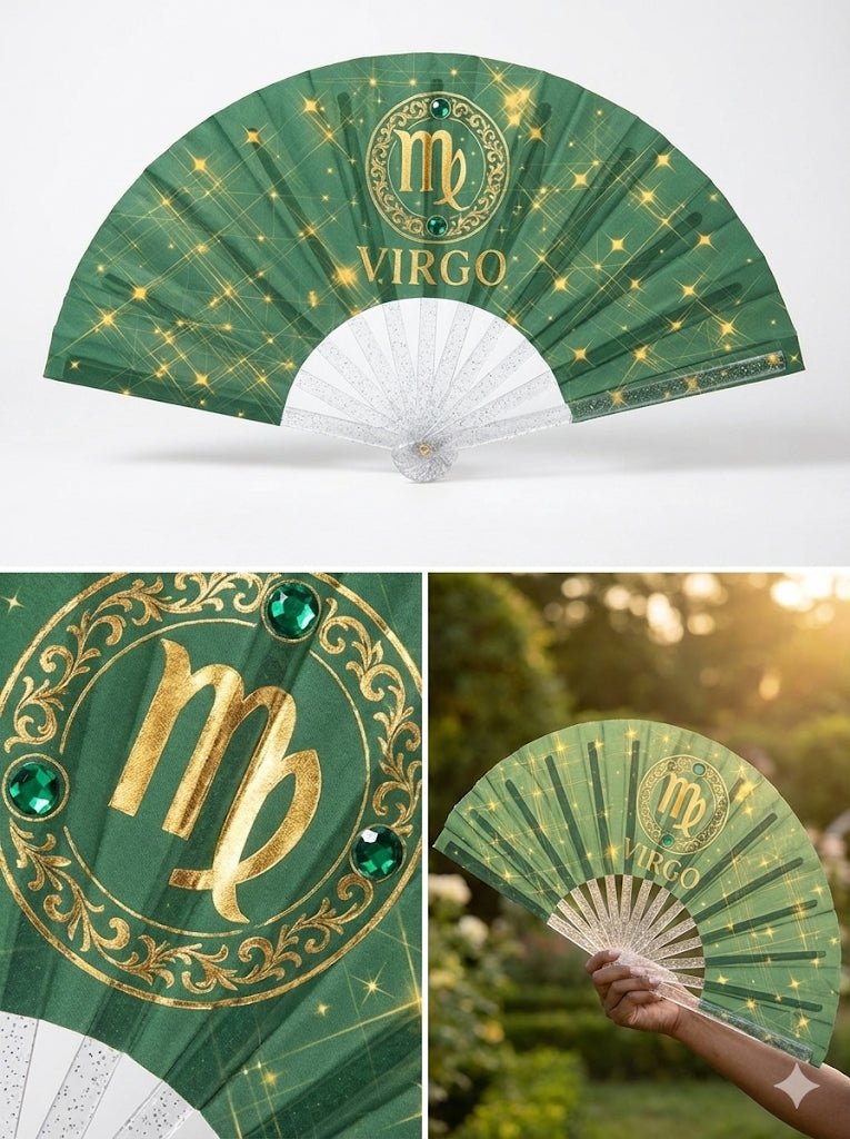 Virgo Zodiac Clack Fan: Celestial Astrology Folding Fan
