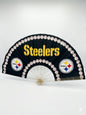 Pittsburgh Steelers Pearl Border Hand Fan - CLACK! Glitter Handle