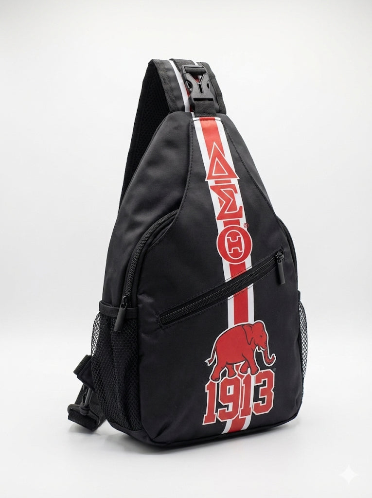 Delta Sigma Theta Crossbody Backpack: Elephant Design Greek Sorority Travel Bag
