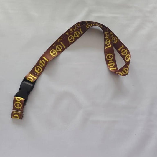 Theta Phi Iota Lanyard: Brown & Gold Greek Letters