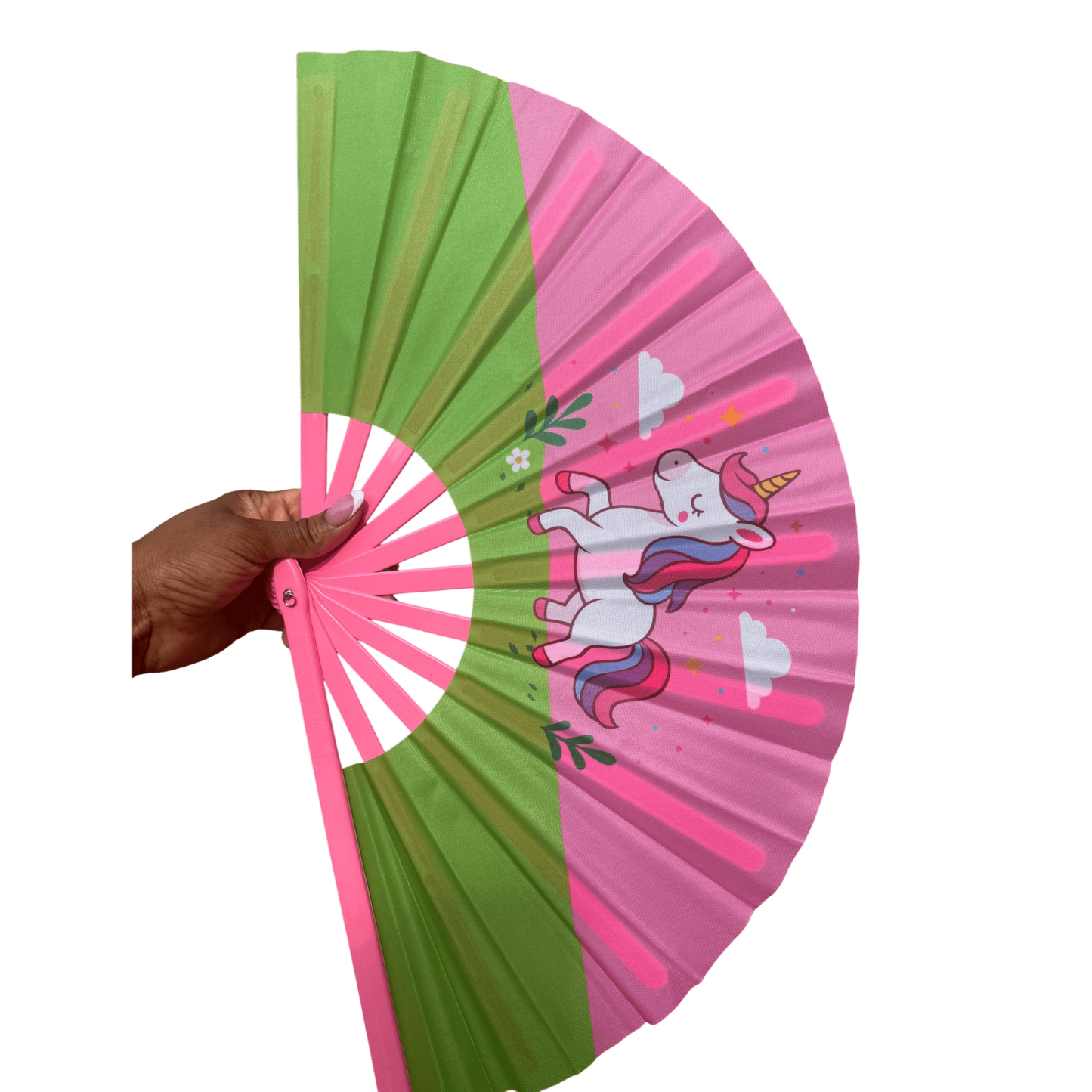 Unicorn Clack Fan: Pink & Green Kids Party Favor