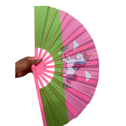 Unicorn Clack Fan: Pink & Green Kids Party Favor