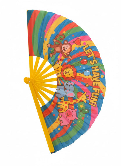 Animal Folding Party Fan: Rainbow Jungle Theme Birthday Favor