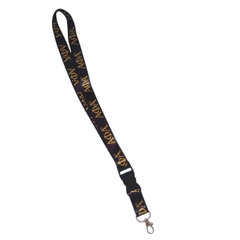 Alpha Phi Alpha Fraternity Lanyard: Black & Gold Greek Letters
