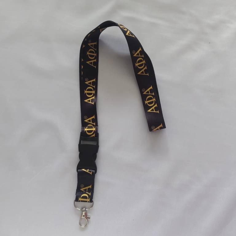 Alpha Phi Alpha Fraternity Lanyard: Black & Gold Greek Letters