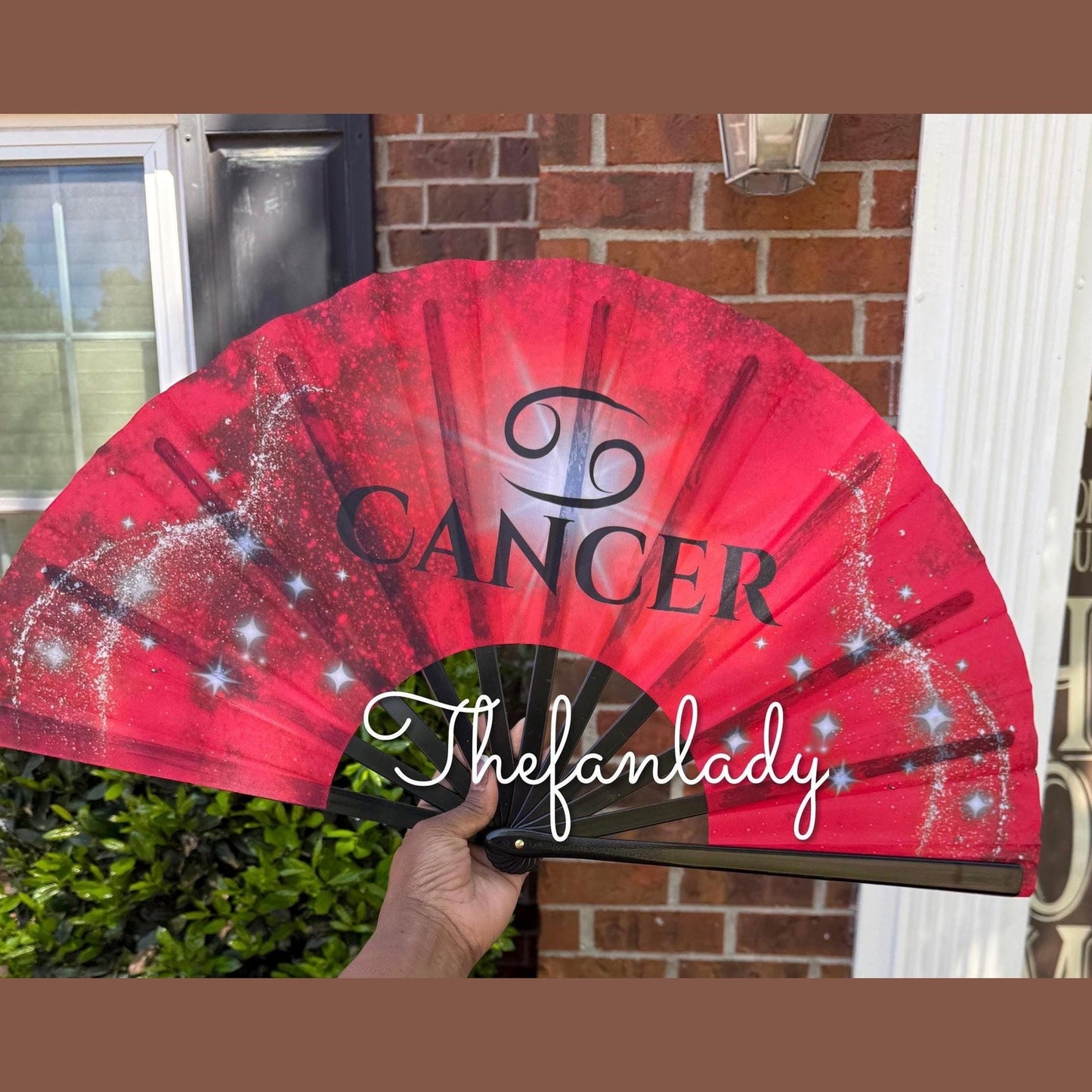 Cancer Zodiac Clack Fan: Red Celestial Folding Hand Fan