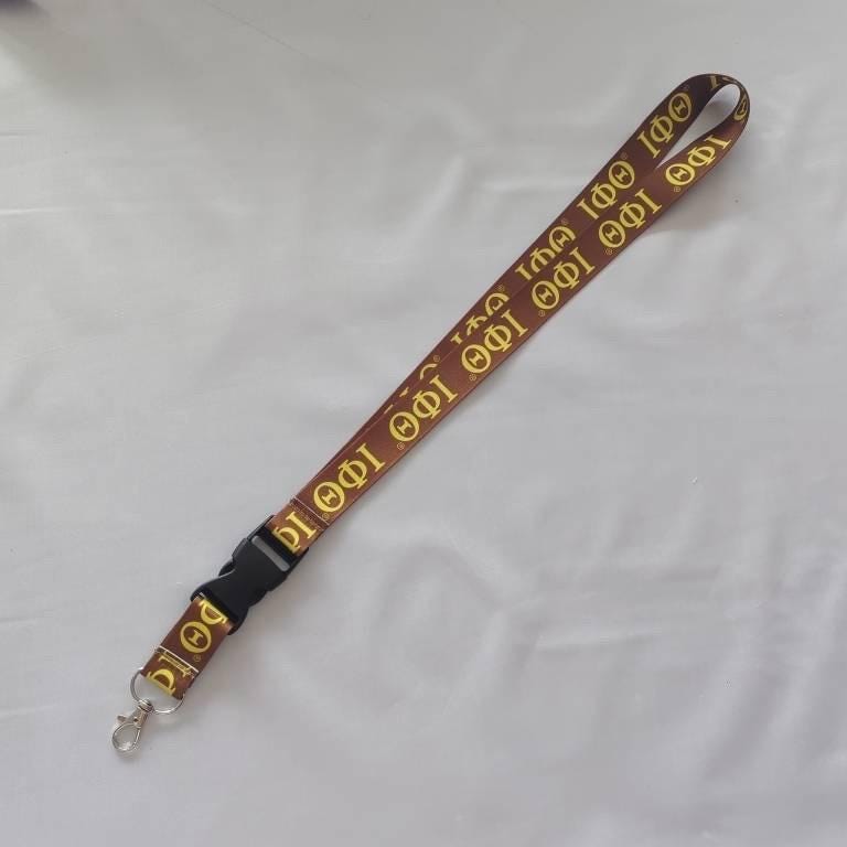 Theta Phi Iota Lanyard: Brown & Gold Greek Letters