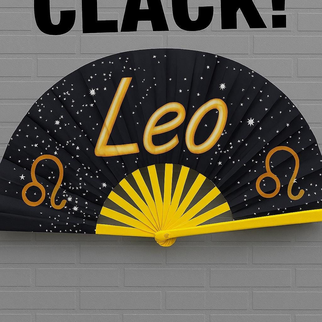 Leo Zodiac Folding Fan: Starry Cosmic Hand Fan with Velvet Bag