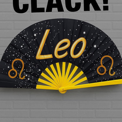 Leo Zodiac Folding Fan: Starry Cosmic Hand Fan with Velvet Bag