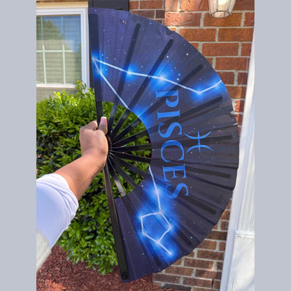 Pisces Zodiac Folding Fan: Starry Celestial Clacking Hand Fan