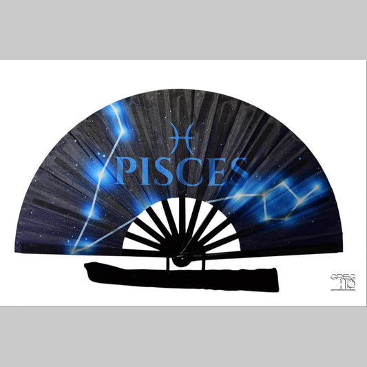 Pisces Zodiac Folding Fan: Starry Celestial Clacking Hand Fan