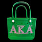 AKA EVA Tote Bogg Bag : Green & Pink Sorority Bag