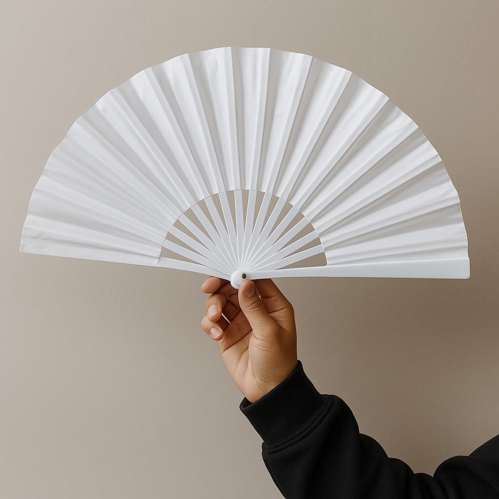 White Clack Hand Fan: Line Dancing Festival Folding Fan