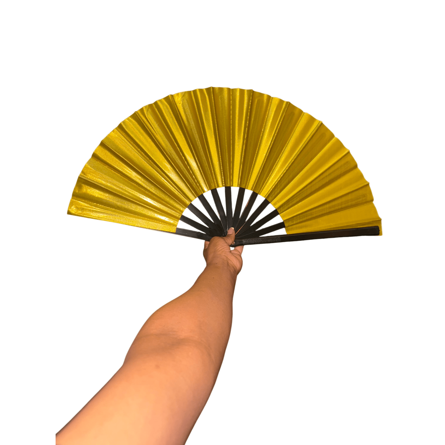 Gold Clack Fan: Oversized Folding Hand Fan - Double Sided