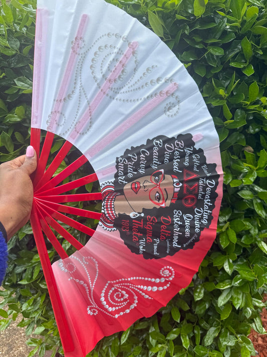 Delta Sigma Theta Folding Hand Fan Red and White Greek Sorority Fan Since 1913 Divine Nine Gift