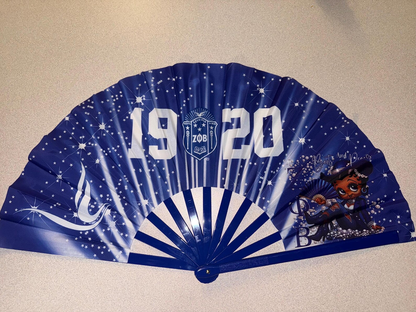ΖΦΒ Sorority Fan - Since 1920 Fan, Blue & White Fan, Zeta Phi Beta Hand Fan, Folding Hand Fan, Boots on Ground Fan