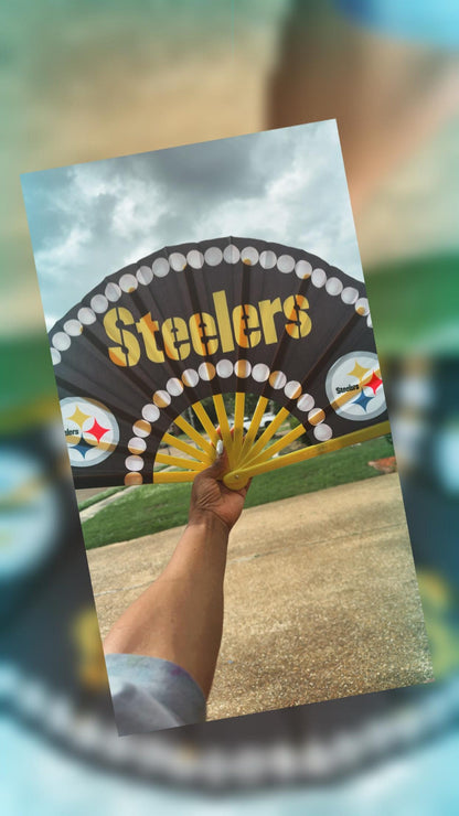 Pittsburgh Steelers Hand Fan - Steelers Team Fan, NFL Steelers Fan, Folding Hand Fan, Decorative Clack Fan, Handheld Fan, Sports Hand Fan