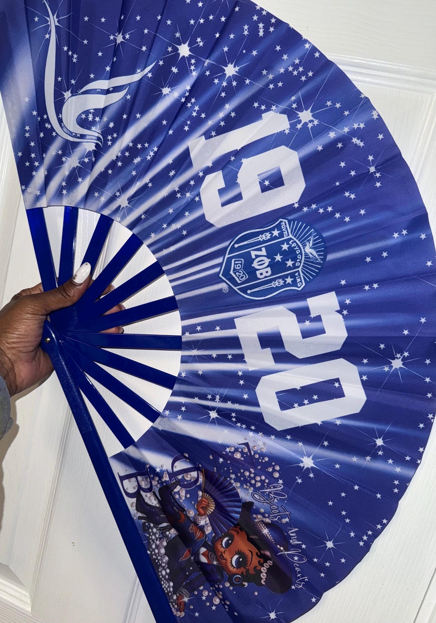 ΖΦΒ Sorority Fan - Since 1920 Fan, Blue & White Fan, Zeta Phi Beta Hand Fan, Folding Hand Fan, Boots on Ground Fan