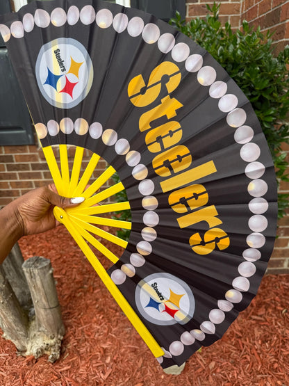 Pittsburgh Steelers Hand Fan - Steelers Team Fan, NFL Steelers Fan, Folding Hand Fan, Decorative Clack Fan, Handheld Fan, Sports Hand Fan