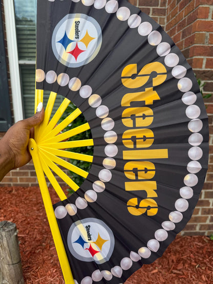 Pittsburgh Steelers Hand Fan - Steelers Team Fan, NFL Steelers Fan, Folding Hand Fan, Decorative Clack Fan, Handheld Fan, Sports Hand Fan