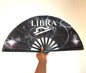 Libra Zodiac Black Handheld Fan - Folding Astrology Clack Fan, Elegant Hand Fan, Celestial Fan, Birthday Gift, Horoscope Festival Accessory