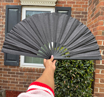 Black Glitter Hand Fan - Large Folding Fan, Black Clack Fan, Folding Hand Fan, Dark Clack Fan, Boots on Ground Hand Fan, Line Dancing Fan