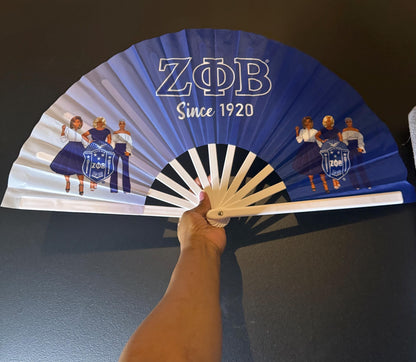 ΖΦΒ Sorority Fan - Since 1920 Fan, Blue & White Fan, Zeta Phi Beta Hand Fan, Folding Hand Fan, Greek Letters Clack  Fan