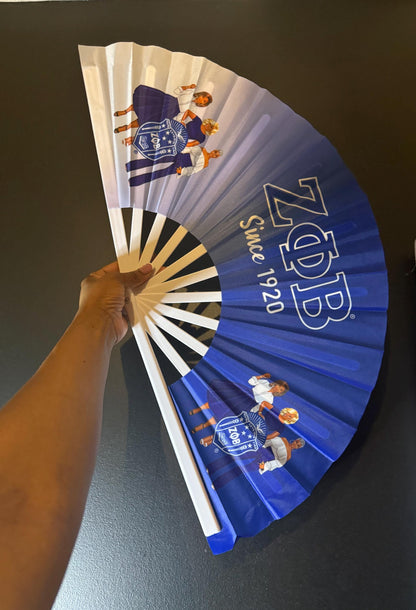 ΖΦΒ Sorority Fan - Since 1920 Fan, Blue & White Fan, Zeta Phi Beta Hand Fan, Folding Hand Fan, Greek Letters Clack  Fan