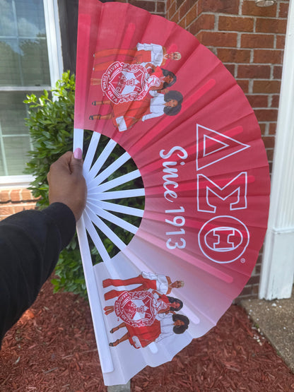 Delta Sigma Theta Inspired Folding Hand Fan Red and White Greek Sorority Fan Since 1913 Divine Nine Gift
