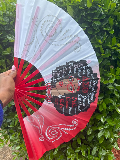 Delta Sigma Theta Inspired Folding Hand Fan Red and White Greek Sorority Fan Since 1913 Divine Nine Gift