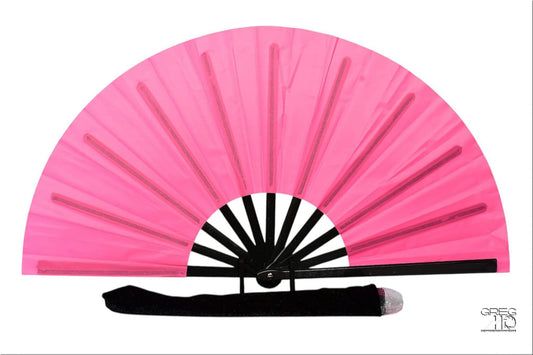 Boots On Ground Line Dancing - Dark Pink Hand Fan - Folding Hand Fan, Fan With Black Ribs, Pink Clack Fan, Decorative Hand Fan