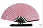 Boots On Ground Line Dancing - Pink Glitter Hand Fan - Folding Hand Fan, Fan With Black Ribs, Pale Pink Clack Fan, Decorative Hand Fan